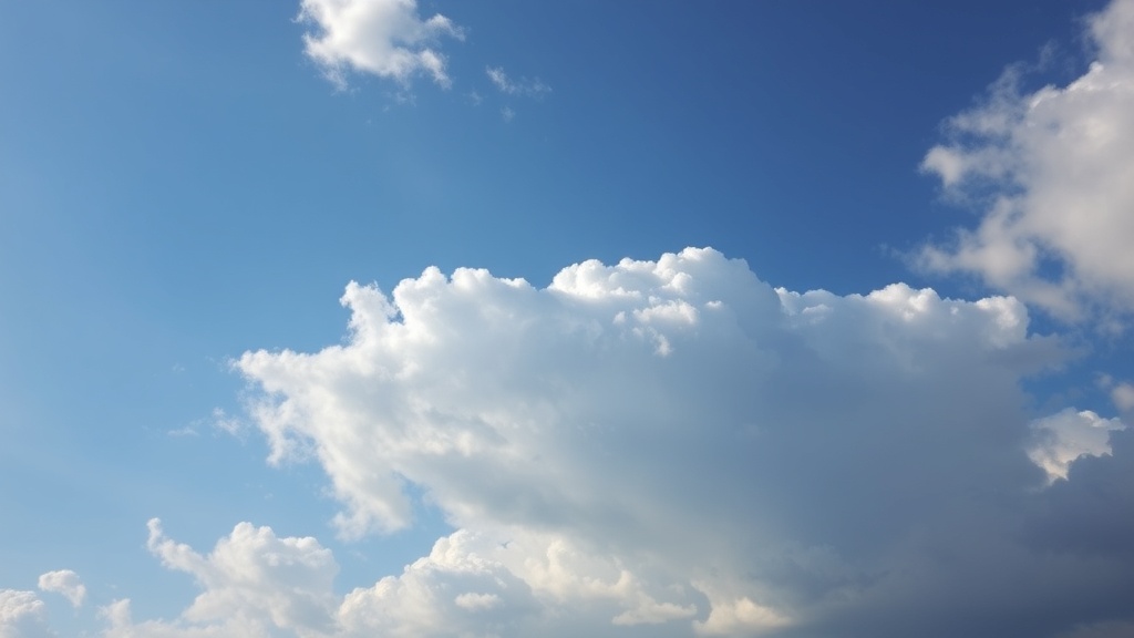 맑음, 흐림, 비 등 다양한 날씨 상태를 보여주는 하늘의 모습